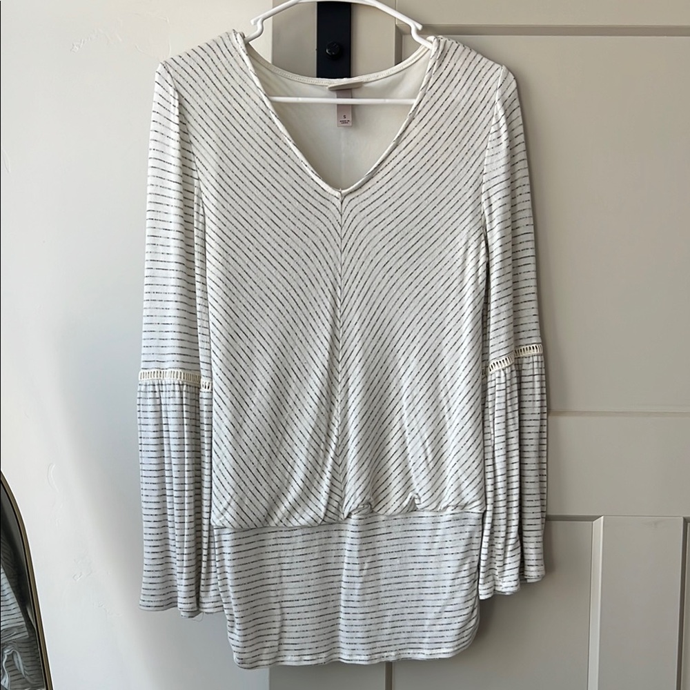 Knox Rose White and Black Striped Long Sleeve Top